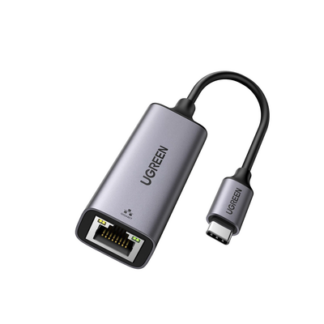 Adaptador de Red USB-C 3.1 (5 Gbps) a RJ45 | Thunderbolt 3 | Admite 10/100/1000 Mbps | Chip Inteligente | Amplia Compatibilidad | Caja de Aluminio | Longitud del cable 10 cm.