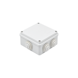 Caja Estanca de PVC Para Derivación y Conexión, 6 Entradas, Tapa Atornillada,100x100x50 mm (Área Interna), Uso Exterior IP55, Material que no Propaga el Fuego y Libre de Hálogenos