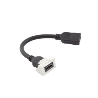 Adaptador HDMI con Pigtail Hembra-Hembra, Para Vídeo 720, 1080p, 4K UHD Compatible con Faceplates MAX Siemon de 2 Salidas, Color Blanco