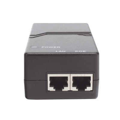 Inyector PoE estándar 15 watts, Compatible Multi-marcas, Detección Inteligente Anti Accidentes (802.3af / Gigabit)