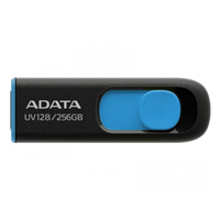 MEMORIA ADATA 256GB USB 3.2 UV128 RETRACTIL NEGRO AZUL (AUV128-256G-RBE)