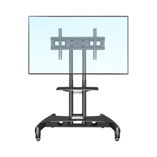 Soporte de Pantalla con Ruedas AVA1500601PNB / Compatible con Monitores de 32" a 75" / VESA 200x200 a 600x400 mm / Carga 45.5 kg (100 lbs) / Altura Ajustable 1120-1520 mm / Base para Accesorios / 4 Ruedas 360°