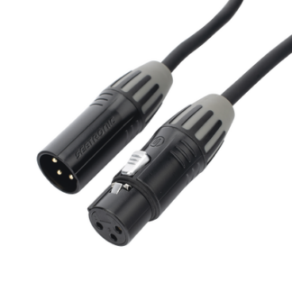 Cable XLR | 3 polos | Conector Hembra-Macho | Serie M | Carcasa Negra | Contactos Dorados | Ideal para Microfonía | Longitud 3m