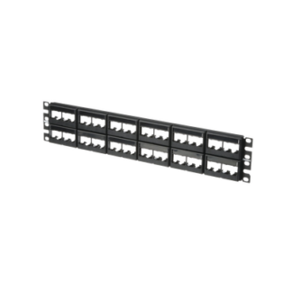 Panel de Parcheo Modular Mini-Com (Sin Conectores), Plano, Sin Blindaje, Con Etiqueta y Cubierta, de 48 Puertos, 2UR