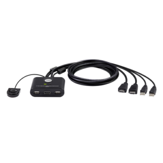 Switch KVM | USB FHD HDMI | de 2 puertos en formato cable | 1920x1080 @ 60Hz (FHD)| HDCP 1.4 | Conecta y controla 2 equipos con un solo monitor, teclado y mouse