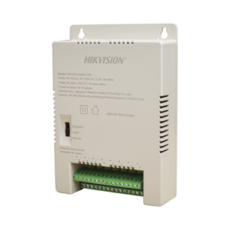 Fuente de Poder Regulada 12 Vcc / 13.5 Vcc / 15 Vcc para 16 Cámaras / 16 Amp (1 Amp por Salida) / Voltaje de Entrada 90 - 130 VCA / Soporta 4K / Modo para Largas Distancias