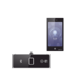 Terminal Facial Min Moe WiFi con pantalla de 7" y Lector de Huellas, Códigos QR y Bluetooth / Exterior IP65 / 10,000 rostros y 50,000 tarjetas / Soporta módulo lector de Huella, QR y Bluetooth / HIK-IA