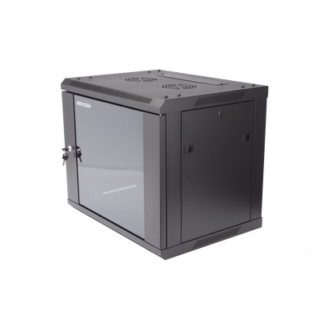 Gabinete para Montaje en Pared - Piso / Puerta de Cristal Templado / Cuerpo Fijo / 9 Unidades de Rack / 19" / Fabricado en Acero