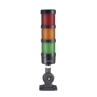 Torre LED Indicadora de estado de 3 niveles color Rojo, Ámbar y Verde, con Buzzer integrado a 85 dB,  a 24 VCD con Montaje incluido de 60 mm de diámetro