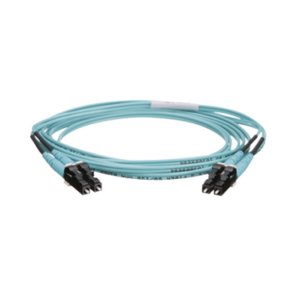 Jumper de Fibra Optica Multimodo 50/125 OM4, LC-LC Duplex, OFNR (Riser), Color Aqua, 2 Metros (6.56 Pies)