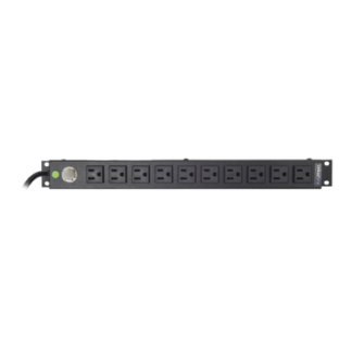Multicontacto Horizontal (PDU) de 10 Contactos (NEMA 5-15R) Rack 19" 1UR. Voltaje Entrada/Salida: 120Vca/15A