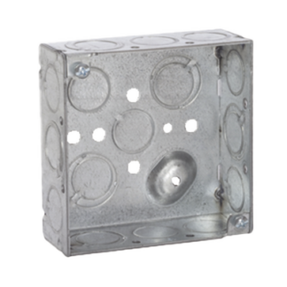 Caja Cuadrada 4 x 4"/Profundidad 1- 1/2"/ 10 Entradas de 1/2" y 6 TKO (1/2"-3/4").