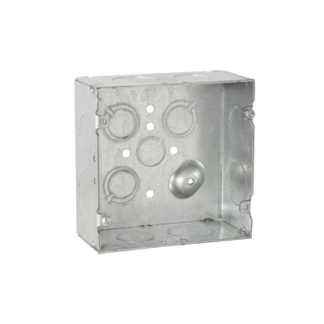 Caja Cuadrada 4 11/16" x 4 11/16"/ Profundidad 2- 1/8"/ 4 Entradas 1", 4 Entradas 3/4", 1 Entrada 1/2" y 3 TKO (1/2"-3/4").