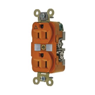 Contacto Dúplex Conexión a Tierra Aislada 15A 125V/ 2 Polos 3 Hilos/ Color Naranja/ Nema 5-15R/ Grado Industrial.
