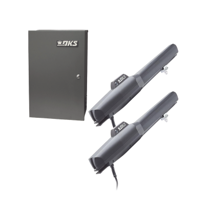 Kit de Operadores Abatibles 6006 de Doorking / Para Puertas de Hasta 5.5 Metros / Soporta Respaldo de Baterias