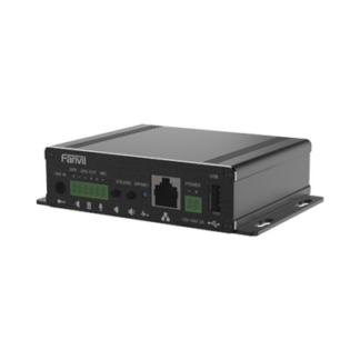 Gateway para Voceo IP/SIP, Entrada de audio (3.5mm), salida de amplificador integrado de hasta 30W, puerto USB (reproducción de MP3),