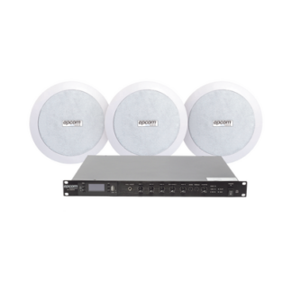 KIT de Amplificador de 120W para Rack SF120DTB | 3 Altavoces de Plafón de 5.5in SF-206P | 3.75 - 30W | Sistema 70/100V