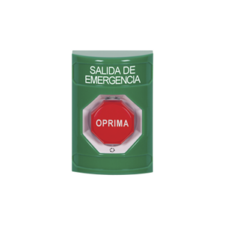Botón de Salida de Emergencia , Texto en Español,  Acción Mantenida, Girar para Restablecer, LED de iluminación