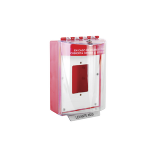 Cubierta Universal De Policarbonato Con Espaciador y Placa De Montaje Interna, Texto De Incendio En Español, Interior/Exterior, Serie Universal Stopper®