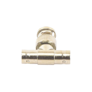 Adaptador en T para 75 Ohm de Conector BNC Macho a Doble BNC Hembra, Níquel/ Oro/ Teflón.