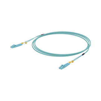 Jumper de Fibra Óptica Multimodo LC-LC Duplex 10 G, 50/125 OM3, Color Aqua, 3 Metros (9.84 Pies)