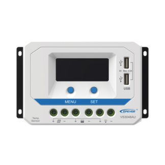 Controlador Solar PWM / 30A / 12/24V/36/48V / Doble USB / Pantalla LCD / Tierra Positivo Común