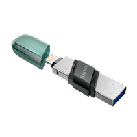MEMORIA SANDISK 128GB IXPAND FLASH DRIVE FLIP PARA IPHONE/IPAD LIGHTNING/USB 3.1 METLICA CON TAPA DE PLSTICO SDIX90N-128G-GN6NE