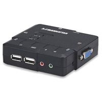 SWITCH KVM ,MANHATTAN,151252, DESKTOP USB 2:1 CON CABLES+AUDIO