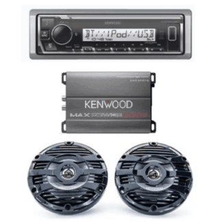 Kit de estéreo con Bluetooth KMR-M332BT | Amplificador KAC-M1814  | más Par de bocinas KFC-1653MRB