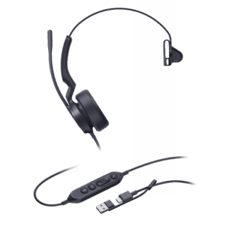 Diadema Alámbrica Yealink UH44 Mono USB-C/A Certificada con Microsoft Teams