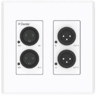 Extensor de Audio Analógico XLR a Dante® | 2 Entradas y 2 Salidas | Conversión Digital de Audio | PoE IEEE 802.3af | Phantom Power 48V | Latencia Configurable 1-5ms | Rango Dinámico >90dB