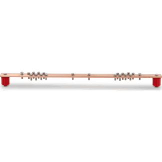 Barra Distribución Tierra Rack 19 in / Cobre 100% / 550A / Aisladores Rojos / 0.64 cm (0.25 in) / J-STD-607-A
