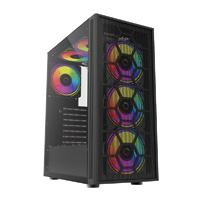 GABINETE BALAM RUSH DRAGONFLY PERFORM AIRCOOL GM590 / MEDIA TORRE / ATX, MICRO ATX, MINI ITX / VENTILADORES RGB / PANEL CRISTAL TEMPLADO / NEGRO / BR-935982